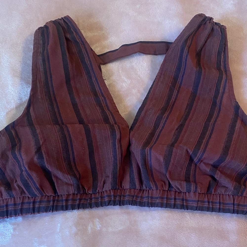 wild fable Striped Maroon and Navy Crop Bralette